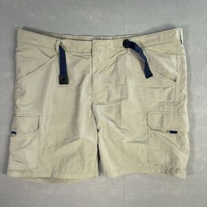 Lands‎ End Cargo Short Men Beige XXL Belted Flat Front Hiking Outdoor Athleisure